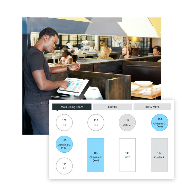 Image of a waiter using a POS system